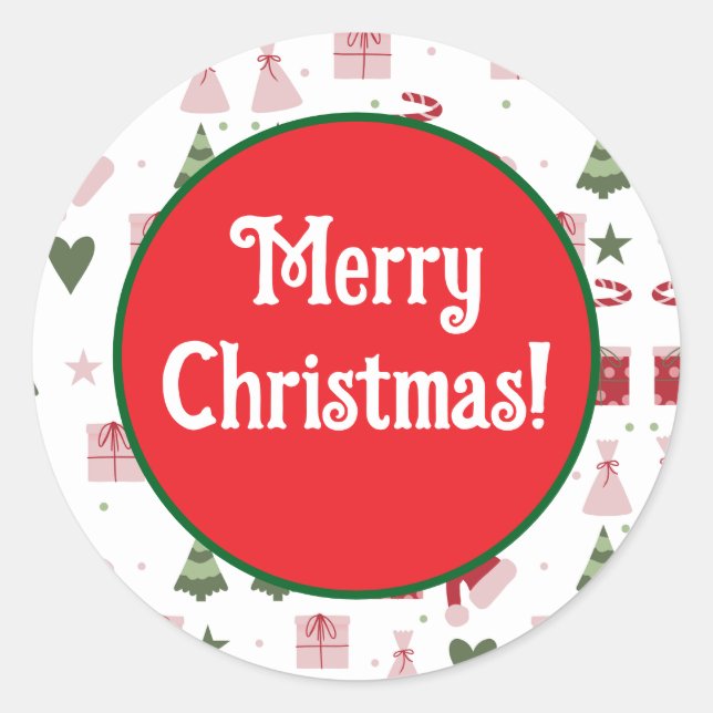 Sticker Rond Joyeux Noël festif éditable mignon (Devant)
