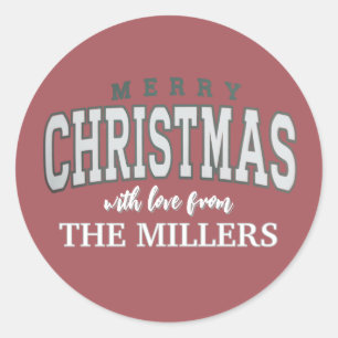 Sticker Rond Joyeux Noël Fête de Famille Personnalisée 2025
