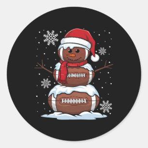 Sticker Rond Joyeux Noël Football Bonhomme de Neige Fête Sports