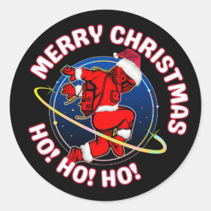 STICKER ROND JOYEUX NOËL FUNNY SPACE ASTRONAUTE