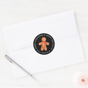 Sticker Rond Joyeux Noël Gingerbread Cookie Custom