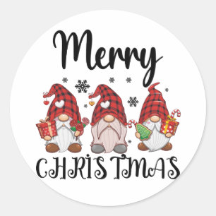 Sticker Rond Joyeux Noël Gnomies Noël Gnomes