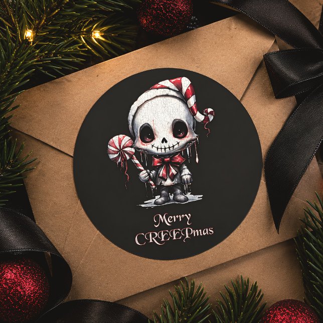 Sticker Rond Joyeux Noël gothique épouvantable (Créateur téléchargé)