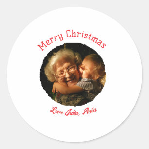 Sticker Rond Joyeux Noël grand-mère fille photo cercle