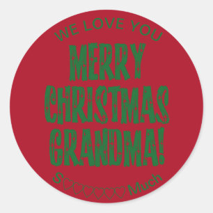 Sticker Rond Joyeux Noël Grand-mère Nous Vous Aimons