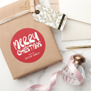 Sticker Rond Joyeux Noël Gras Texte Moderne Personnalisé