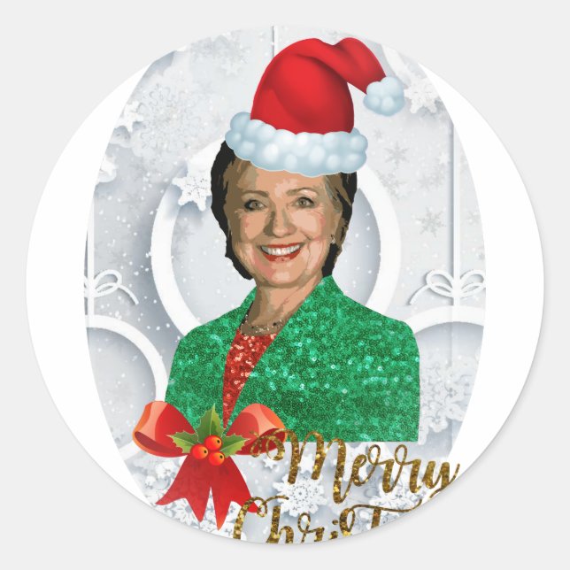 Sticker Rond joyeux Noël Hillary clinton (Devant)
