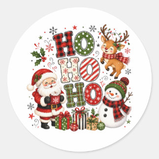 Sticker Rond Joyeux Noël Ho Ho Ho
