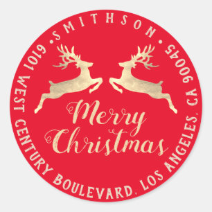 Sticker Rond Joyeux Noël Holiday Adresse Retourner RSVP Red