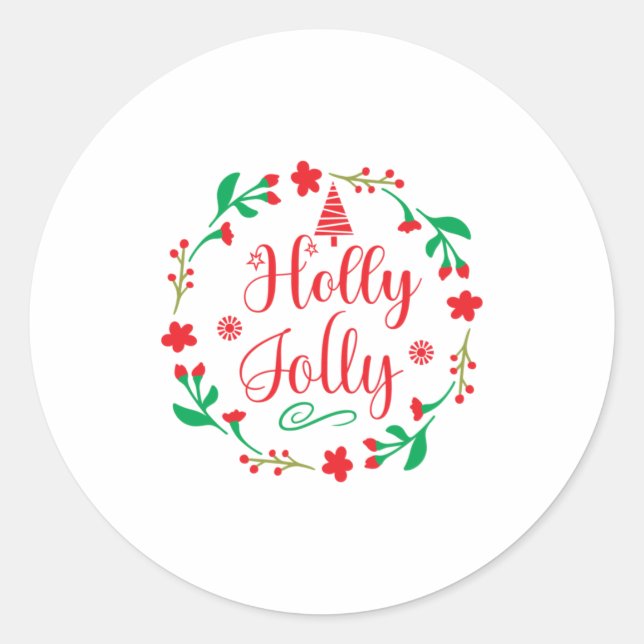 Sticker Rond Joyeux Noël Holly Jolly (Devant)