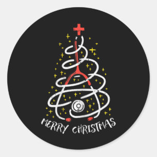 Sticker Rond Joyeux Noël Infirmière Xmas Scrub Top Femmes Steth