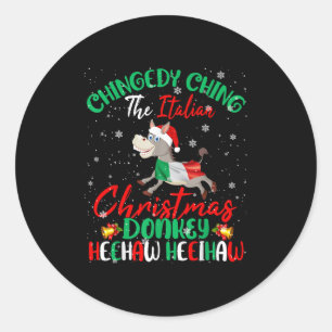 Sticker Rond Joyeux Noël Italien Drôle de Père Noël Italien Hee
