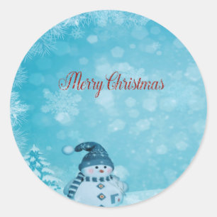Sticker Rond Joyeux Noël, Joli sapin de neige
