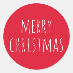 Sticker Rond Joyeux Noël Jolie Fête Rouge d'Hiver