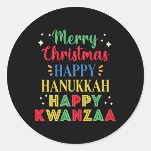Sticker Rond Joyeux Noël Joyeux Hanoukka Joyeux Kwanzaa 9