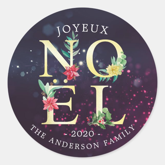 Sticker Rond Joyeux Noel Joyeux Noël Joyeux voeux du Nouvel An (Devant)