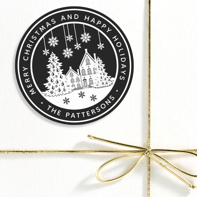 Sticker Rond Joyeux Noël Joyeux Vacances Hiver Personnalisé (Créateur téléchargé)