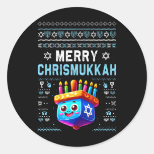 Sticker Rond Joyeux Noël juif Christmukkah Hanoukka Chanu