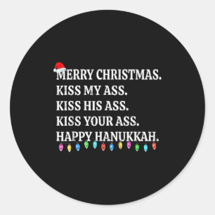 Sticker Rond Joyeux Noël Kiss Mon Son Votre Joyeux Hanukkah