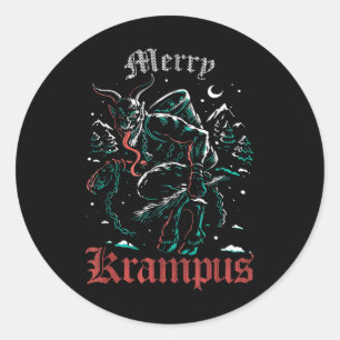 Sticker Rond Joyeux Noël Krampus Noël Noël Noël Horreur Mal