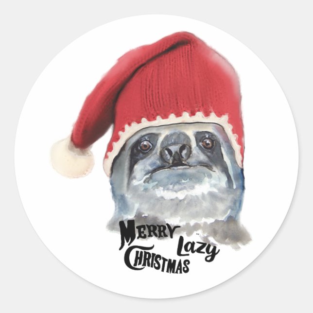Sticker Rond Joyeux Noël Lazy (Devant)