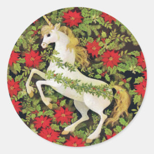 Sticker Rond Joyeux Noël licorne
