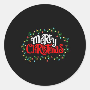 Sticker Rond Joyeux Noël Lumières Noël Famille Hommes Femmes En
