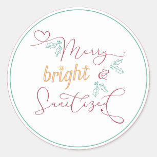 Sticker Rond Joyeux Noël lumineux et désinfecté