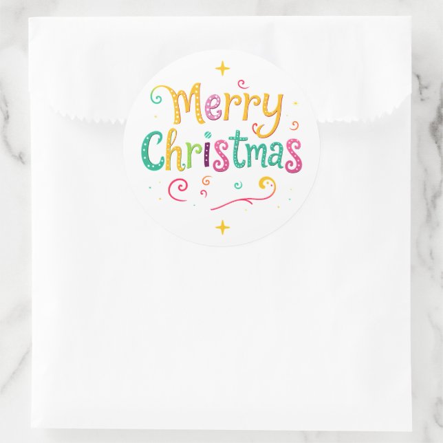 Sticker Rond Joyeux Noël lumineux et frais (Sac)