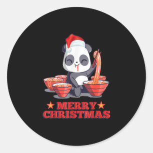 Sticker Rond Joyeux Noël mignon Ramen Panda nouilles japonaises