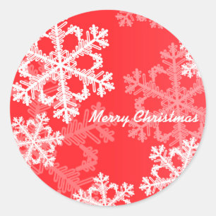 Sticker Rond Joyeux Noël moderne Red Snowflakes Motif