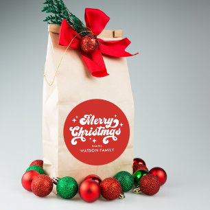 Sticker Rond Joyeux Noël moderne rétro