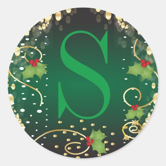 Sticker Rond Joyeux Noël Monogramme (Devant)