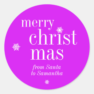 Sticker Rond Joyeux Noël Neige violet vif