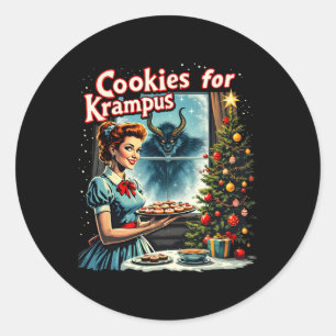 Sticker Rond Joyeux Noël Noël Cookies pour Krampus Graphic U