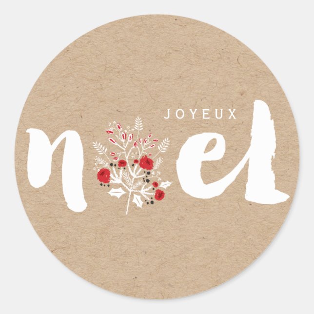 Sticker Rond Joyeux Noel Noël Foliage Fêtes de fin d'année (Devant)