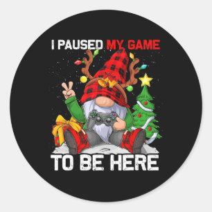 Sticker Rond Joyeux Noël Noël Noël Joueur Gnome Jeu Vidéo Garço
