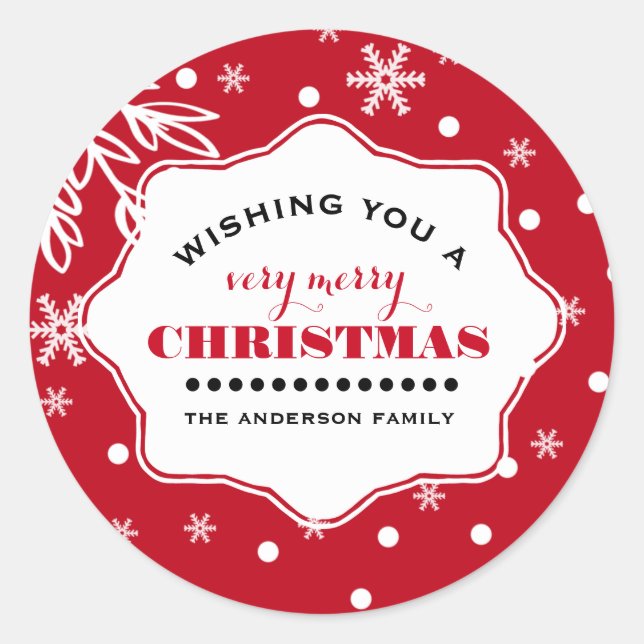 Sticker Rond Joyeux Noël. Noël personnalisé (Devant)