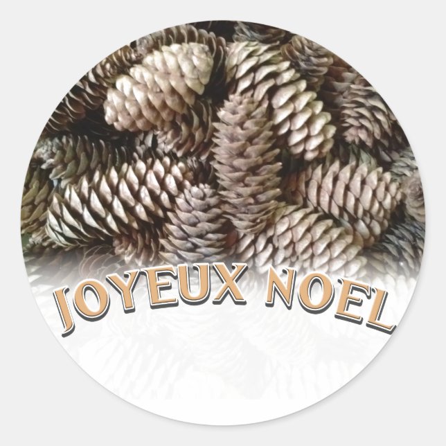 Sticker Rond Joyeux Noel Noël Pine Cône de Noël (Devant)