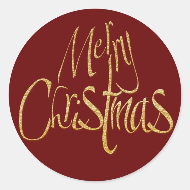 Sticker Rond "Joyeux Noël" Noël saluant l'or (Devant)