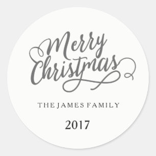 Sticker Rond Joyeux Noël Nom de famille personnalisé