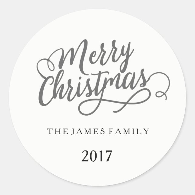 Sticker Rond Joyeux Noël Nom de famille personnalisé (Devant)