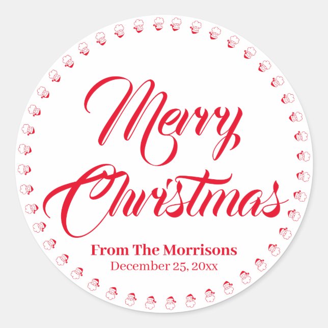 Sticker Rond Joyeux Noël nom de script personnalisé mignonne fa (Devant)