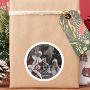 Sticker Rond Joyeux Noël ornement photo moderne