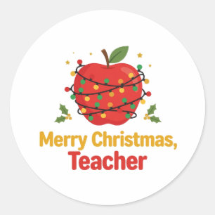 Sticker Rond Joyeux Noël Ornement Professeur