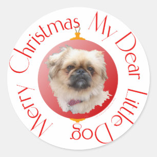 Sticker Rond Joyeux Noël Pékinois