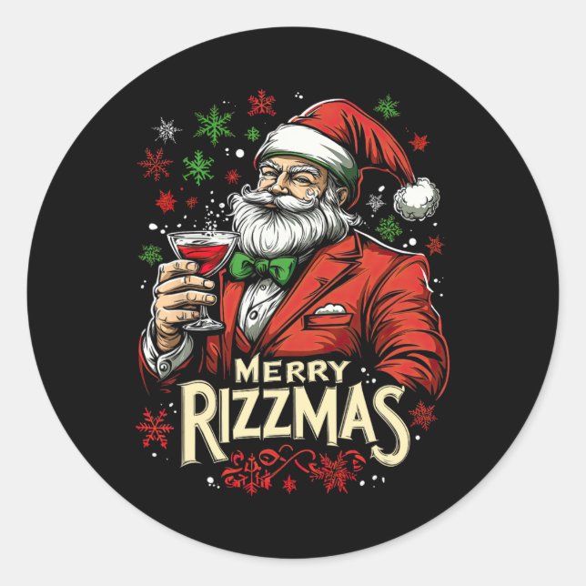 Sticker Rond Joyeux Noël Père Noël (Devant)