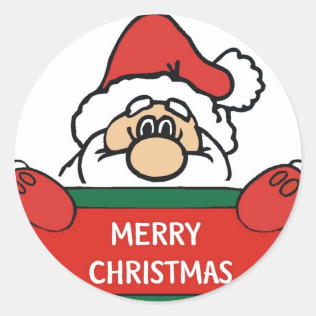 Sticker Rond Joyeux Noël Père Noël (Devant)