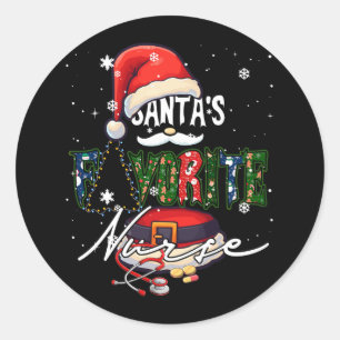 Sticker Rond Joyeux Noël Père Noël Préférée infirmière sage-fem