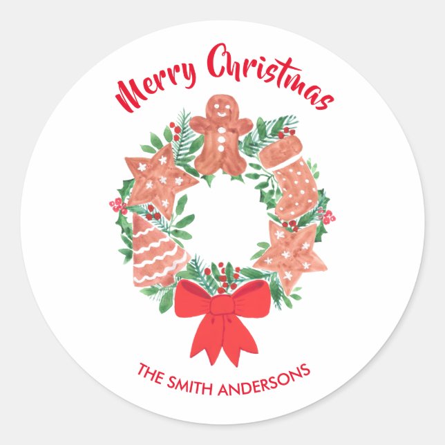 Sticker Rond Joyeux Noël personnalisé (Devant)